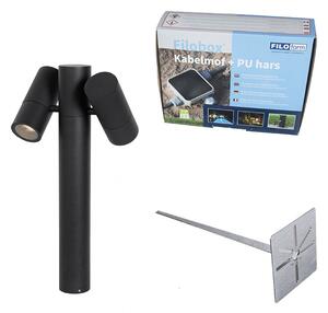 Stojací venkovní lampa černá 50 cm 2-světlo nastavitelné - Duo