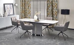 Rozkládací jídelní stůl 160-220 cm Dara (mramor bílý + černá + šedá) (pro 6 8 osob)
