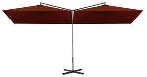 Dvojitý zahradní slunečník s ocelovou tyčí terakota 600x300 cm