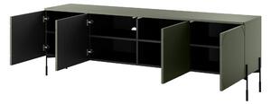 Moderní TV skříňka Sonatia 200 cm se čtyřmi dveřmi na kovových nohách - olivová 9