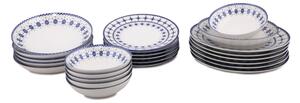 Jídelní sada 24 ks bílá/modrá/porcelán