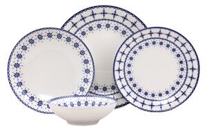 Jídelní sada 24 ks bílá/modrá/porcelán