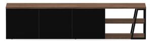 Černý TV stolek v dekoru ořechu 190x45 cm Albi - TemaHome