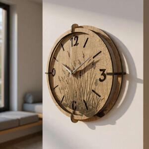 Moderní dřevěné hodiny Dub – design Luční trávy | SENTOP HDF0590-OAK-HALIFAX