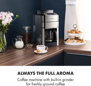 Klarstein Aromatica X, překapávací kávovar, mlýnek, skelná konvice, Aroma +, nerez ocel
