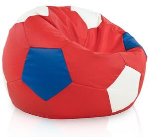 Sedací pytel Fotbal červený / modrý / bílý, ekokůže