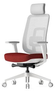 Kancelářská ergonomická židle K42 WHITE SP – síťovaná/ čalouněná, červená