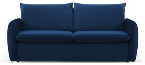 Tmavě modrá sametová rozkládací pohovka 194 cm Vienna – Cosmopolitan Design