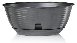 BAMA Květináč PAGLIA, antracit, Rozměry: 20 cm, plastový, 2 ks