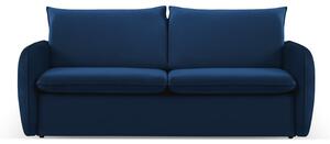 Tmavě modrá sametová rozkládací pohovka 214 cm Vienna – Cosmopolitan Design