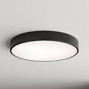 TEMAR LIGHTING Stropní světlo Cleo, skleněný difuzor, černá Ø60cm, stmívatelný, Černá, Obývací pokoj / jídelna, Moderní