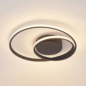 Lindby LED stropní svítidlo Emisua, černé, stmívatelné, stmívatelný, Černá, Obývací pokoj / jídelna, Hliník, Moderní
