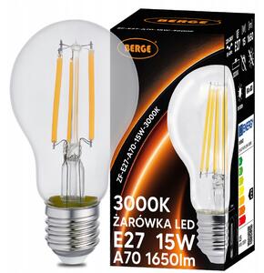 LED žárovka s vláknem E27 - 15W - teplá bílá BERGE
