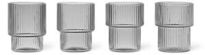 Ferm Living Sklenice na panáky Ripple set 4ks, smoked grey