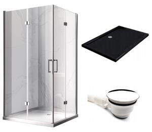 BPS-koupelny Obdélníkový sprchový kout KZ13A 100x90 chrom/transparent + vanička ST04A BL černá