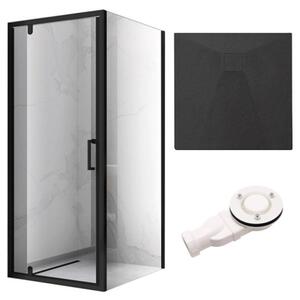 BPS-koupelny Čtvercový sprchový kout KZ04C BL 90x90 černá/transparent + vanička RIKO BL černá