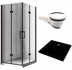 BPS-koupelny Obdélníkový sprchový kout KZ12A BL 90x80 chrom/transparent + vanička ST03E BL černá