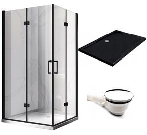 BPS-koupelny Obdélníkový sprchový kout KZ13A BL 100x90 černý/transparent + vanička ST04A BL černá