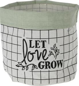 Textilní obal na květináč Let Love Grow, 20 x 18 cm, sv. zelená