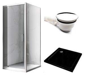 BPS-koupelny Čtvercový sprchový kout KZ04B 80x80 chrom/transparent + vanička ST02A BL černá