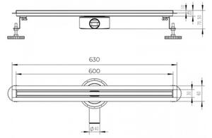 BPS-koupelny Sprchový odtokový žlab DL03 SLIM BL 60 cm, černý