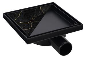 BPS-koupelny Čtvercový sprchový odtokový žlab DL07 360 FIX G1 BL 10x10 cm, černý