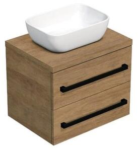 Koupelnová skříňka s černou úchytkou a krycí deskou SAT Cube Way 60x47,5x46 cm dub Hickory mat CUBE46C1603DH45