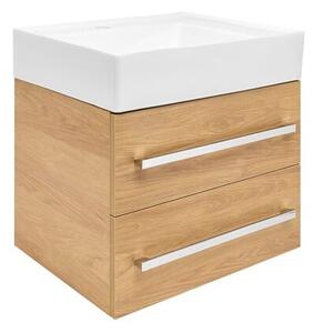 Koupelnová skříňka s umyvadlem SAT Cube Way 60x53x46 cm dub Hickory mat CUBE46602DHSATCW