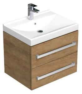 Koupelnová skříňka s umyvadlem SAT Cube Way 60x53x46 cm dub Hickory CUBE46602DHVER