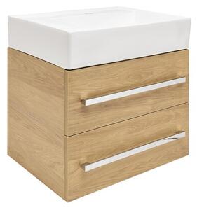 Koupelnová skříňka s umyvadlem SAT Cube Way 60x53x46 cm dub Hickory mat CUBE46602DHSATCWL