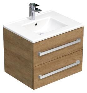 Koupelnová skříňka s umyvadlem SAT Cube Way 60x53x46 cm dub Hickory CUBE46602DHMOD