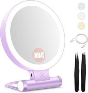 Zažehlené make-up zrcadlo s měkkým osvětlením, Dvojstranné stolní zrcadlo pro perfektní make-up a péči