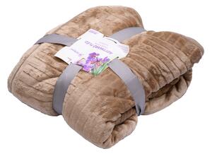 Luxusní hnědá beránková deka z mikroplyše se vzorem, 180x200 cm