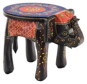 Stolička ve tvaru slona ručně malovaná černá, 20x29x21cm (1L)