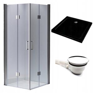 BPS-koupelny Čtvercový sprchový kout KZ1290B 90x90 chrom/transparent + vanička ST02B BL černá