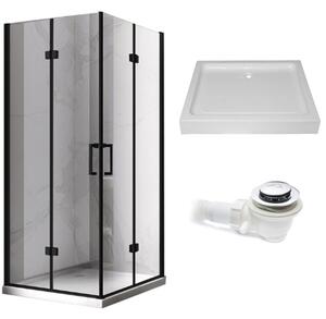 BPS-koupelny Obdélníkový sprchový kout KZ12A BL 90x80 černá/transparent + vanička SXL03B WH bílá