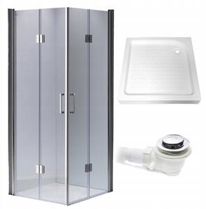 BPS-koupelny Čtvercový sprchový kout KZ1290B 90x90 chrom/transparent + vanička SXL02B WH bílá