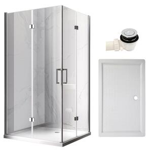 BPS-koupelny Obdélníkový sprchový kout KZ12B 100x80 chrom/transparent + vanička SXL03C WH bílá
