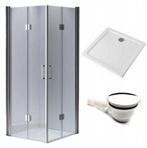 BPS-koupelny Čtvercový sprchový kout KZ1290B 90x90 chrom/transparent + vanička ST02B WH bílá