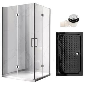BPS-koupelny Obdélníkový sprchový kout KZ12B 100x80 chrom/transparent + vanička SXL03C BL černá