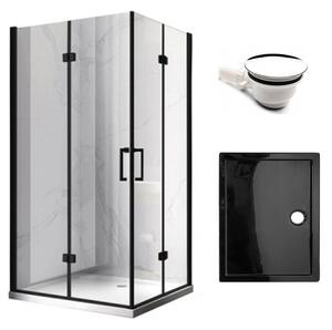 BPS-koupelny Obdélníkový sprchový kout KZ12A BL 90x80 černá/transparent + vanička ST03E BL černá