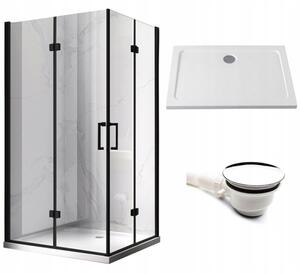 BPS-koupelny Obdélníkový sprchový kout KZ12B BL 100x80 černá/transparent + vanička ST03A WH bílá