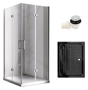 BPS-koupelny Obdélníkový sprchový kout KZ12A 90x80 chrom/transparent + vanička SXL03B BL černá