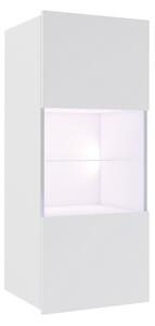 Závěsná vitrína BRINICA, 45x117x32, bílá/bílý lesk, + bílé LED