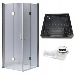 BPS-koupelny Čtvercový sprchový kout KZ1290B 90x90 chrom/transparent + vanička SXL02B BL černá