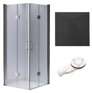 BPS-koupelny Čtvercový sprchový kout KZ1290B 90x90 chrom/transparent + vanička RIKO BL černá