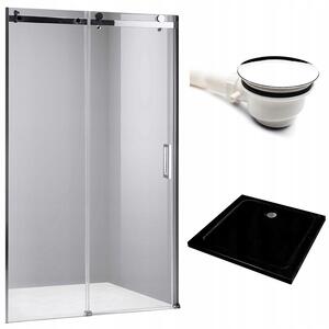 BPS-koupelny Posuvné sprchové dveře SH03B 100 chrom/transparent pro instalaci do niky + vanička ST06A 100x100 bílá
