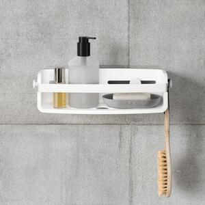 Bílá samodržící koupelnová polička z recyklovaného plastu Flex Adhesive – Umbra