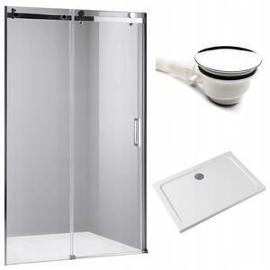 BPS-koupelny Posuvné sprchové dveře SH03C 110 chrom/transparent pro instalaci do niky + vanička ST05D 110x70 bílá