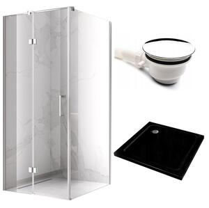 BPS-koupelny Čtvercový sprchový kout KZ01B 80x80 chrom/transparent + vanička ST02A BL černá